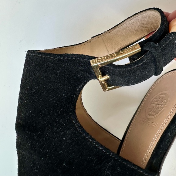 Tory Burch 'Brittania' Peep Toe Suede Bootie, black, size 9 - Picture 12 of 16
